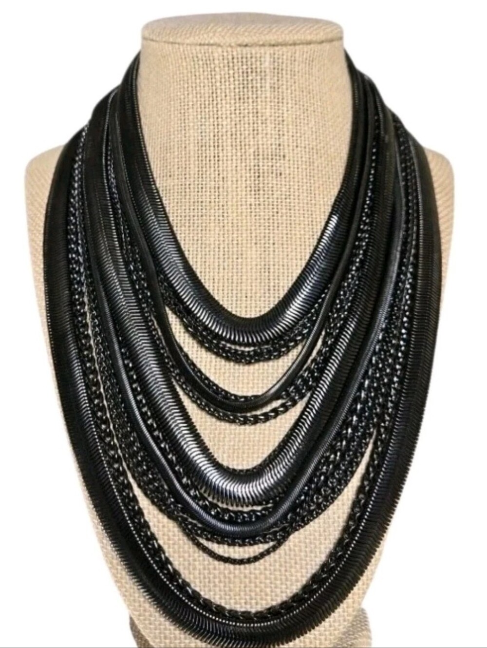 Kendra Scott Gunmetal Wylie Multi-Strand Statement Necklace Snap Closure RARE